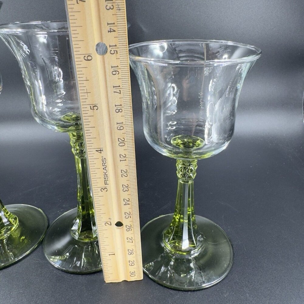 Partylite Glass Votive Candle Holder Set 3 Glass Clear Top And Green Bottom VTG - Picture 6 of 14